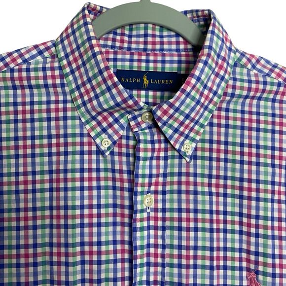 Polo Ralph Lauren Shirt Mens Large Button Down Plaid Long Sleeve Colorful Preppy - Picture 1 of 13